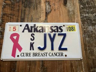 2008 Arkansas License Specialty License Plate Cure Breast Cancer