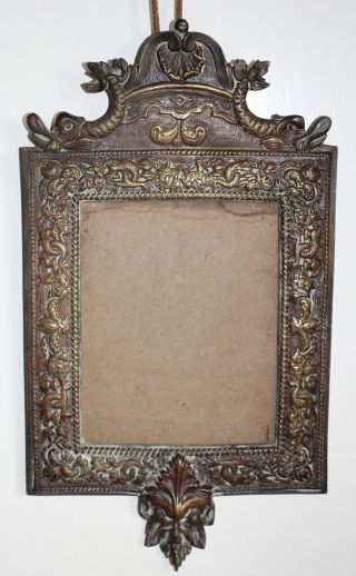 Antique Gilt Bronze Green Man & Dolphin Wall Picture / Mirror Frame 13 " X 7 "