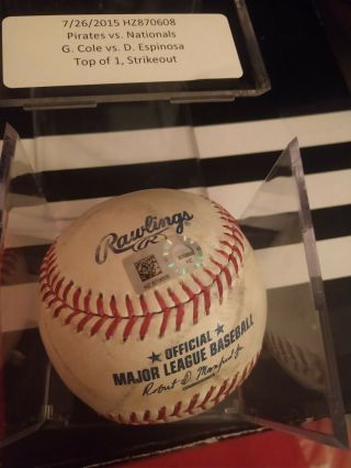 Gerrit Cole Game Ball Strikeout K Espinosa 7/26/15 All Star Year MLB Holo 2