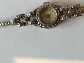 A Vintage White Metal And Marcasite Set Ladies Lindex 17 Jewel Dress Watch