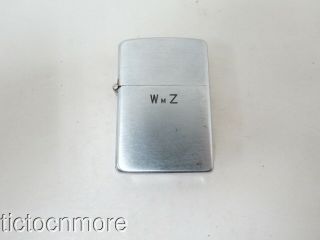 Vintage Zippo Wmz Wez Brush Finish Cigarette Lighter D.  1937 - 1950 Pat.  2032695