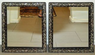 Antique Chinese Rosewood Mirrors W/ Mother Of Pearl Inlay Rare Find