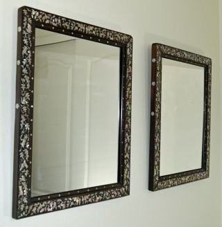 ANTIQUE CHINESE ROSEWOOD MIRRORS w/ MOTHER OF PEARL INLAY RARE FIND 2