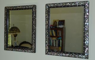 ANTIQUE CHINESE ROSEWOOD MIRRORS w/ MOTHER OF PEARL INLAY RARE FIND 3