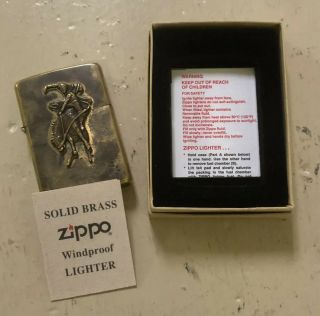 Vintage 1994 Marlboro Cowboy Solid Brass Zippo Lighter And Paperwork