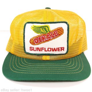 Vintage Dekalb Sunflower Flying Corn Mesh Truckers Cap Farm Snapback Hat