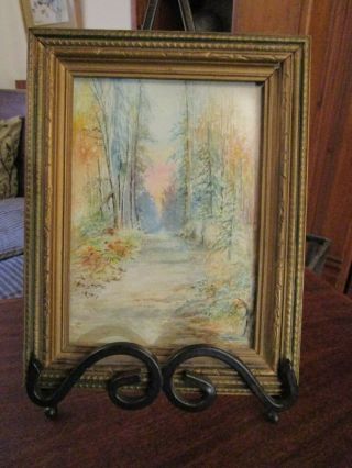 Antique Vintage Signed Watercolor Painting On Paper 1937 In Antique Frame