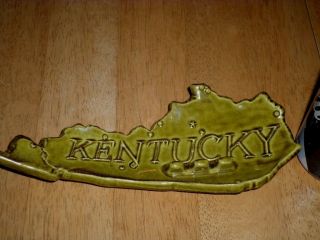 State Of Kentucky,  (3 - D) Graphics On Both Sides,  Ceramic Ashtray,  Vintage 1960 