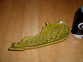 STATE OF KENTUCKY,  (3 - D) GRAPHICS ON BOTH SIDES,  Ceramic Ashtray,  Vintage 1960 ' s 2