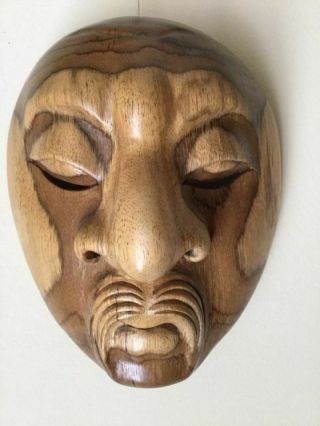 Vintage Hand Carved " Rare " Black Rosewood Mask