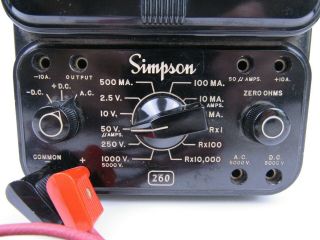 Vintage Simpson Model 260 Series 5 Analog Multimeter with Leads 3