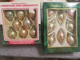 2 Boxes Vintage Christmas Classic Teardrops 2.  75 " Romania Commodore Ornaments