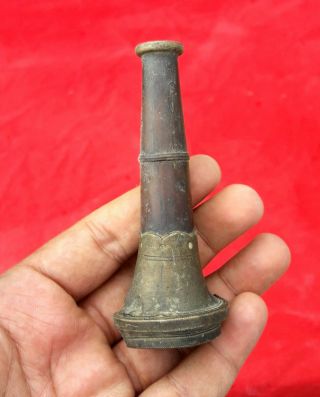 Antique Hand Crafted Unique Miniature Wooden Brass Fitted Tobacco Pipe