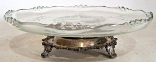 Vintage Ornate Silverplate Lazy Susan Rotating 13 " Glass Serving Tray