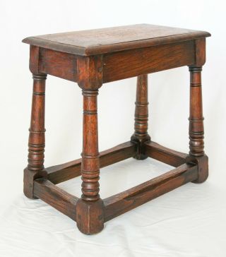 Antique 19th - Century English Oak Joint Stool Beverage Table