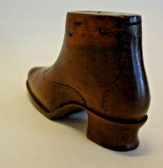 Antique hand carved wooden boot with pop up snake in the lid 2