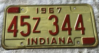 Indiana 1967 License Plate 45z 345