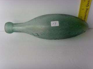 Antique " Liverpool " Green Torpedo Blob Top Soda Bottle 9” 1850 - 1870 48/17