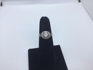 Antique 18k White Gold 1 Carat Old Mine Cut Diamond Ring 2.  6 Grams