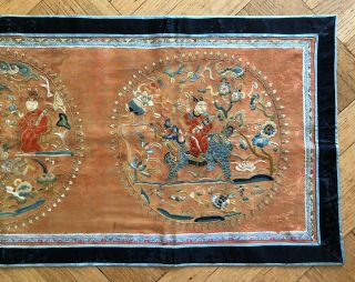 Antique Chinese Embroidered Silk Panel,  Depiction of Figure.  19th Century 3