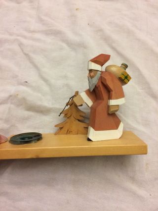 Vintage Erzgebirge German Wood Christmas Figurine Candle Holder - Santa