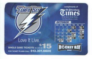 2007 - 08 Tampa Bay Lightning Nhl Hockey Card Schedule