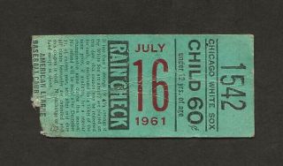 Chicago White Sox Vs Boston Red Sox Ticket Stub July 16,  1961