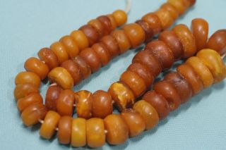 Antique Baltic Amber Beads Necklace Tablet Disk 78.  8 Grams 琥珀色的珠 حبات العنبر