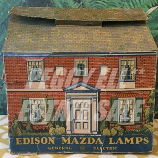 1927 General Electric Edison Mazda Lamps Box Shaped Like Doll House