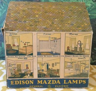 1927 GENERAL ELECTRIC EDISON MAZDA LAMPS BOX SHAPED LIKE DOLL HOUSE 3