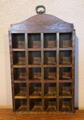 Vintage Small Wood Wall Hanging Thimble Miniature Display Case Shadow Box Holder