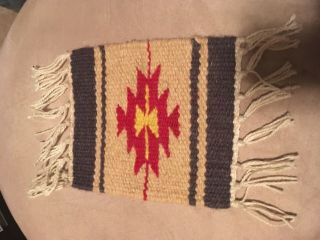 Vtg Small Wool Miniature Native American Rug 10 In.  X6 In.  Doll House Size