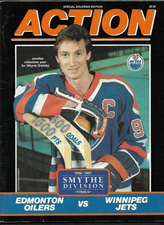 1986 - 87 Nhl Playoff Program: Winnipeg Jets At Edmonton Oilers,  April 21 - Smythe