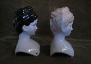 Set 2 VtG Porcelain Fashion Doll Head Bust Hand Painted Victorian Style 3 x 2.  5 2