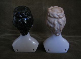 Set 2 VtG Porcelain Fashion Doll Head Bust Hand Painted Victorian Style 3 x 2.  5 3