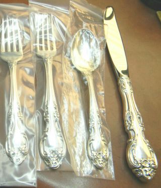 1 Melrose By Gorham Sterling 4 Piece Lunch Place Set No Mono.  Have 4 Gorgeous