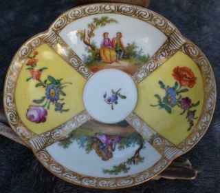 Antique 19thC Dresden Cup & Saucer - Hand Painted Figures 3