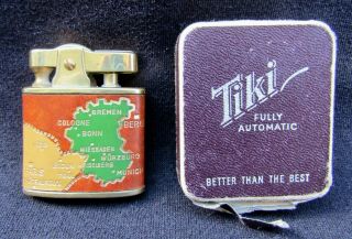 Vintage Tiki Wifeu Lighter " Map Of France & Germany " W Box/instructions