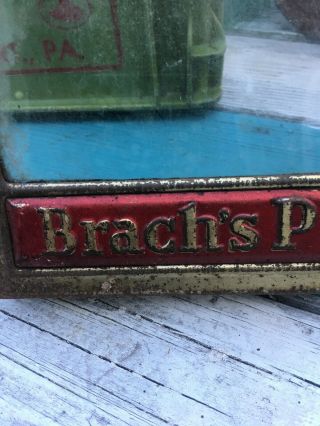 Vtg Brachs Pure Candy Tin Store Display Kitchen Canister Lid Sign W Glass Front