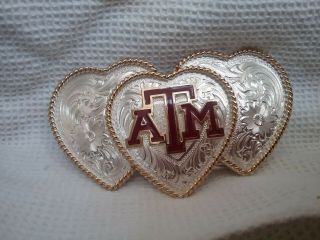 Texas A & M Ladies Belt Buckle Montana Silversmiths Sterling Plate Vintage 1970s