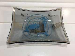 Vintage United Nations Glass Ashtray / Dish & Vintage 24 PbO Bleikristall Dish 2