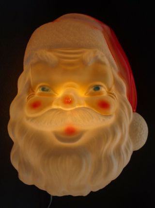 Empire Plastic Corp 1968 Santa Head Face Christmas Blow Mold Light - Up Corded Vtg