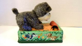 Vintage Modern Toys Japan Battery Op Dog Chasing Catepillar