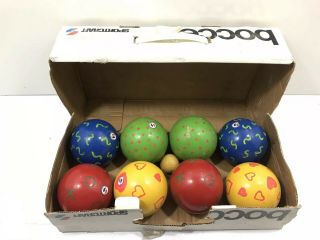 Vintage Bocce Ball Set Made In Italy Wood Complete With Instructions Sportcraft