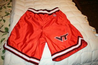 Vintage 90s Virginia Tech Hokies Game Worn Size 34 Basketball Shorts,