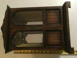 Vintage Wooden Musical Jewelry Box Mirror Wood 1 Drawer Double Door Necklace