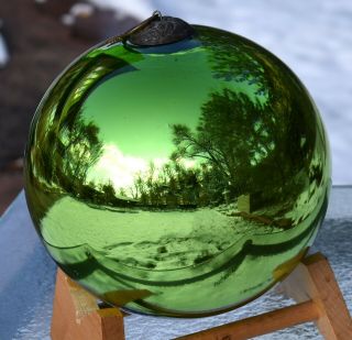Vtg Antique Kugel Christmas Ornament Green Mercury Glass Ball German 22.  5 " Huge
