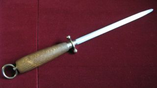 Zwilling J A Henckels Hardwood Handle 15 " Knife Sharpening Rod Germany Vintage