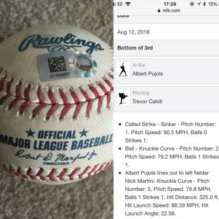 Albert Pujols Game Mlb Hologram Baseball Hit Ball Vs Oakland