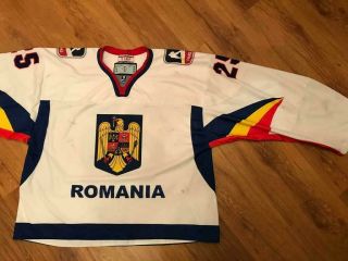 Iihf Team Romania Tackla Game Worn Ice Hockey Jersey Goalie Xxl